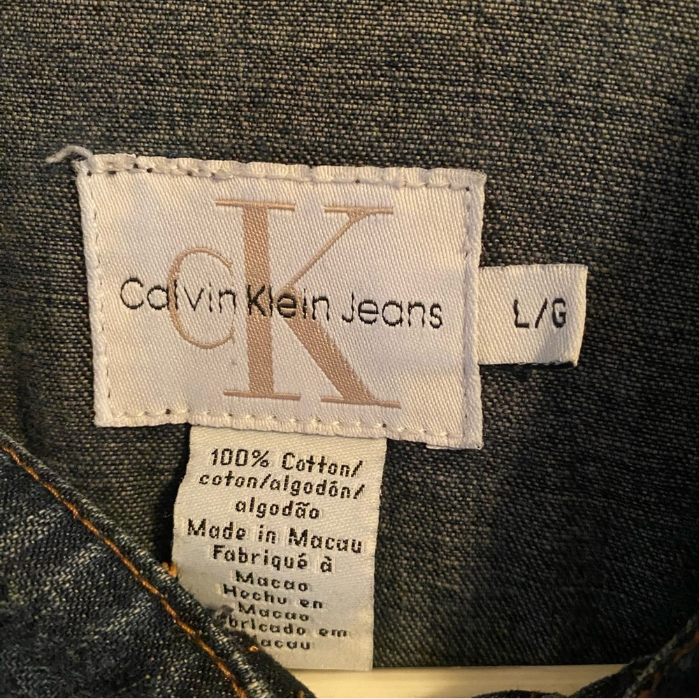 Calvin Klein Denim Jacket Size Large Like Dark Blue - Picture 9 of 9